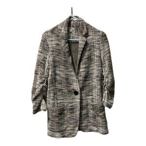 Women's Max Studio Black White Tweed Knit Sweater Cardigan Size Med GUC #0211